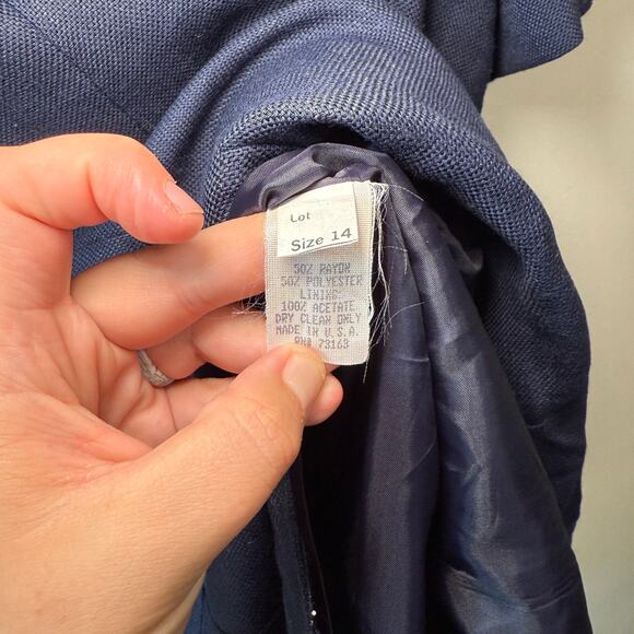 Charter Club Women's Vintage Back Button Tweed Dress Navy Blue Size 14 - Picture 4 of 8